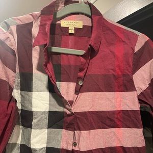 Burberry Check Cotton Long Sleeve Shirt | Red | S